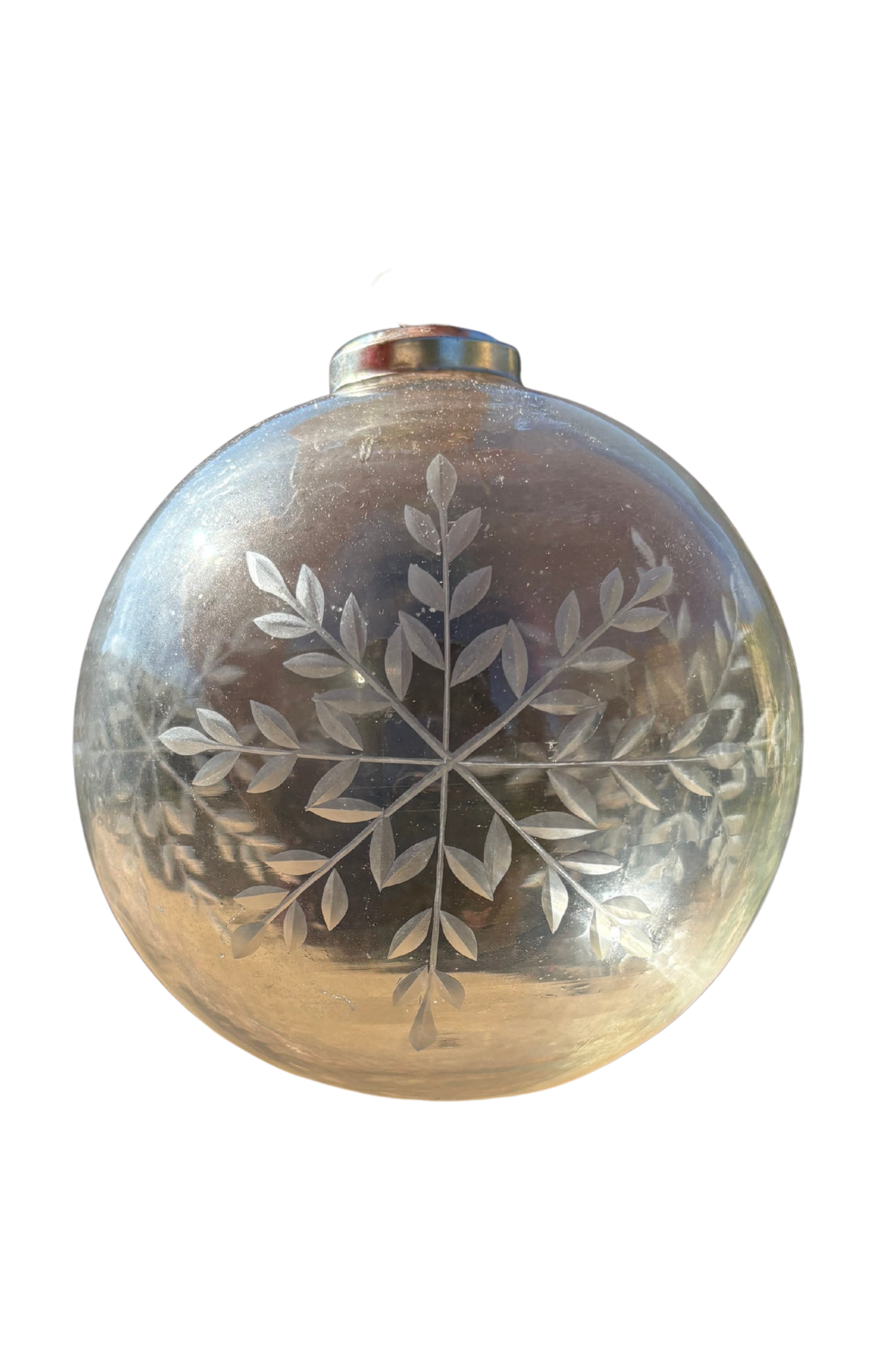 Snowflake Engraved Glass Ornament