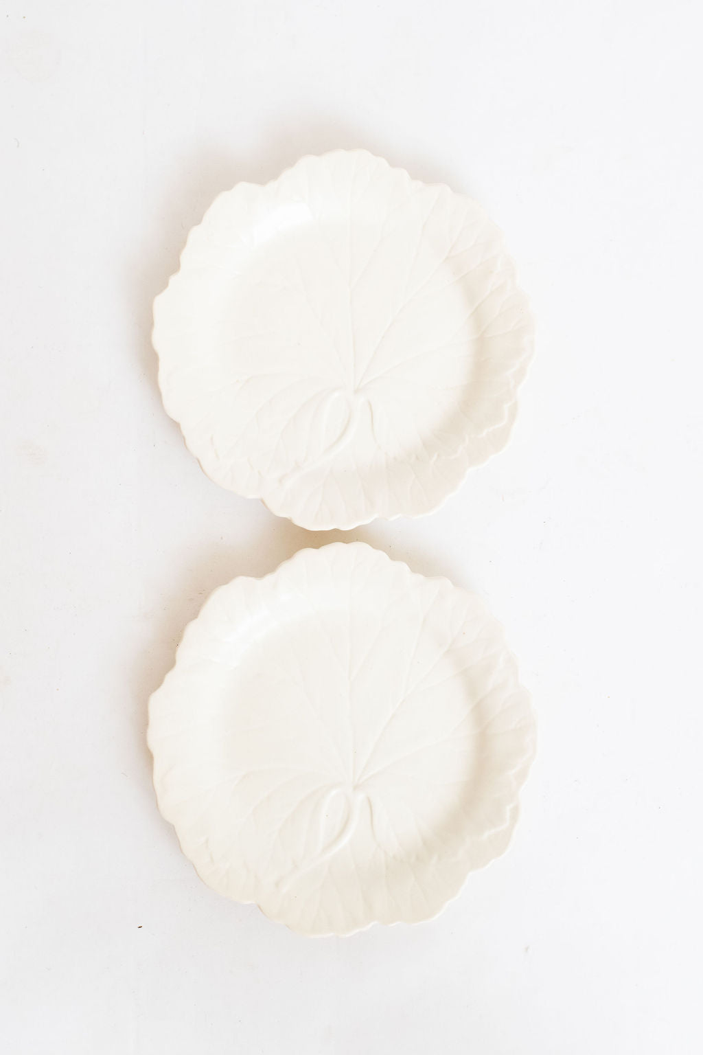 White Wedgwood Cabbage Plates—Set of 2