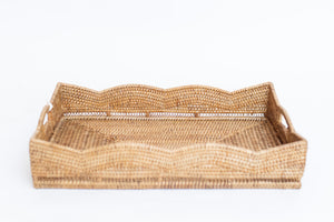 Scalloped Rattan Tray