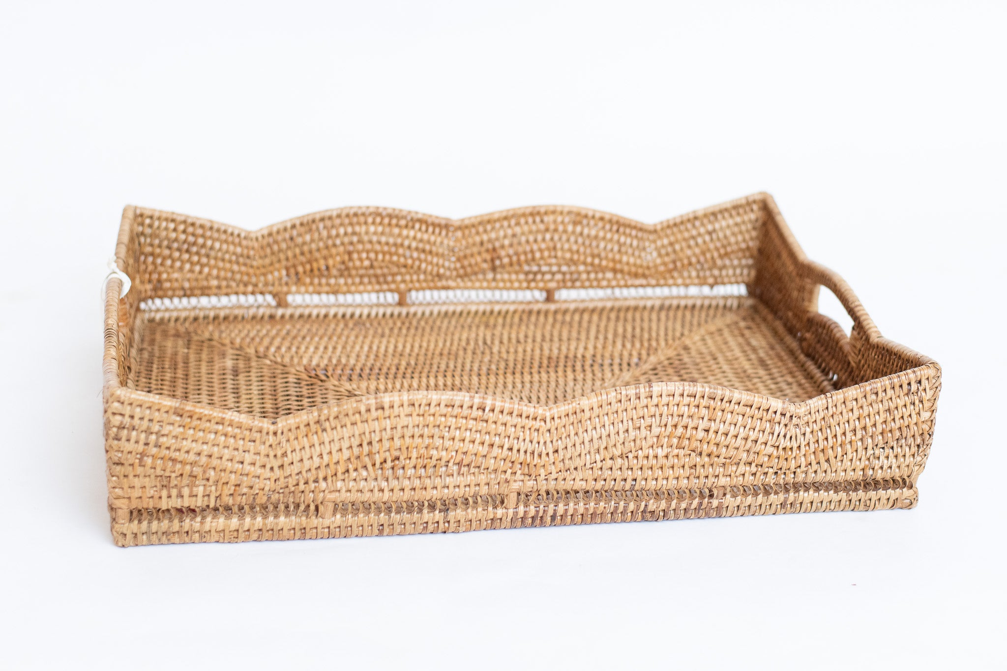 Scalloped Rattan Tray